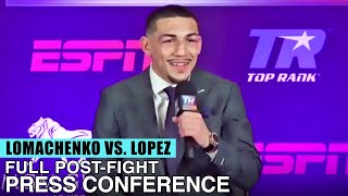 TEOFIMO LOPEZ FULL POST FIGHT PRESS CONFERENCE VS VASYL LOMACHENKO LOMACHENKO VS LOPEZ [upl. by Swithbert460]