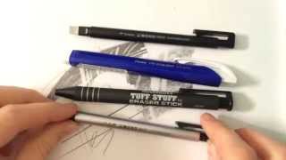 Eraser Review Comparison and Demonstration Tombow Mono Pentel Paper Mate [upl. by Lenej]