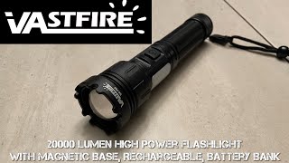 Vastfire 20000 Lumens Flashlight  Magnetic base  Battery Bank  Rechargeable  Ground Light  EDC [upl. by Temirf640]