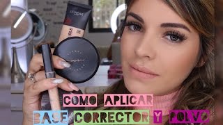 Como Aplicar Base corrector y Polvo Preparación de piel [upl. by Jerri]