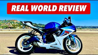 Suzuki GSXR 600 Real World Road Review Sound Acceleration Handling 20112020 [upl. by Ahcsatan253]