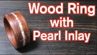 木と真珠の指輪の作り方 How to make wood ring with pearl inlay [upl. by Alethea]