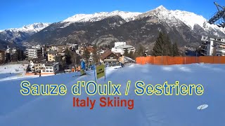 Italy Skiing Sestriere  Sauze dOulx [upl. by Tak]