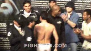 Manny Pacquiao vs Oscar De La Hoya Weigh In [upl. by Esyla785]