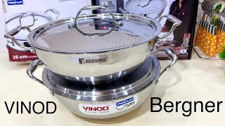 VINOD Vs Bergner extra deep Triply Kadai Review India’s No 1 Steel Kadai 🛍 [upl. by Merlina]