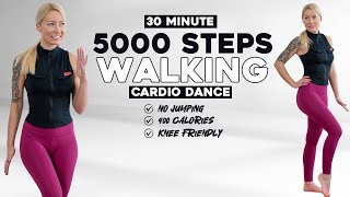 5000 STEPS IN 30 MIN  Walking Cardio Dance Workout to Burn Fat Knee Friendly No Jumping [upl. by Sugirdor]