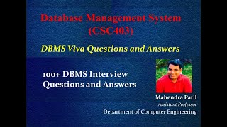 DBMS DBMSVivaQuiz 100 DBMS Viva Questions and Answers Top DBMS Interview Questions and Answers [upl. by Bouley]