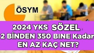 2024 YKS SÖZEL Son 4 Yılın SIRALAMA NETLERİ 🎯 [upl. by Joella]