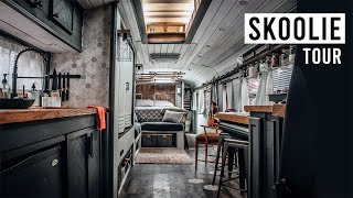 Architecture Student CONVERTS SKOOLIE into Beautiful Home on Wheels  MUSTSEE BUS TOUR [upl. by Ludlow]