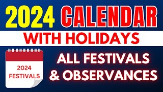 2024 Calendar With Holidays Festivals Events Observances  List of All USA Holidays in 2024 [upl. by Aletsirc]