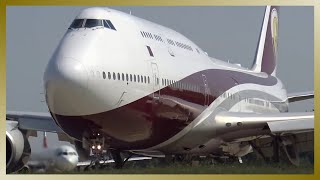 SUPER CLOSE UP QATAR VIP Boeing 747 Departure [upl. by Ynnaj656]