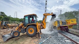 JCB 3DX Loading Jally in Rail Truck and Spread Railway Track in Nellai  Jcb Truck [upl. by Norehs119]