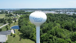 Catawba Island Water Tower Ottawa County Ohio July 2024 4k [upl. by Ailadgim]