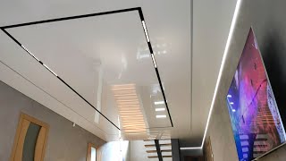 Track lighting system for stretch ceiling Flexible light profile saves time and money [upl. by Nnaeilsel]