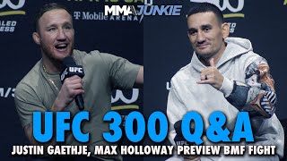 Justin Gaethje Max Holloway Vow to Hurt Each Other in BMF Title Fight – Out of Respect  UFC 300 [upl. by Karole]