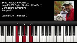 FULL SONG  Hothon Se Chhu Lo Tum  Piano Tutorial  Slow Play  EZ Piano  Lighted Keys  Notes [upl. by Vasquez]