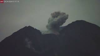 Apr 24 2024 Full Moon Lights up the Eruption at Semeru Volcano Indonesia [upl. by Eradis]