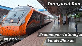 0289202815 BrahmapurTatanagar Vande Bharat approaching Khordha Road Junction on its inaugural run [upl. by Irah]