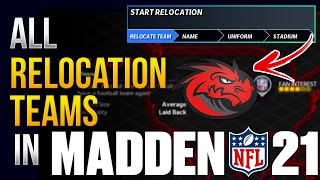 EVERY Relocation Team In Madden 21 Franchise Mode [upl. by Etyak]