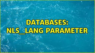 Databases NLSLANG parameter [upl. by Grete]