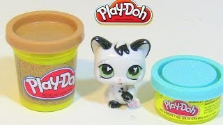 Littlest Pet Shop Cat Makes Pet Bowl out of Play Doh LPS Toys [upl. by Carry]