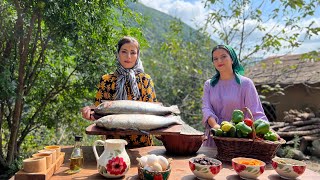 Trout Fish and Dried Fruits Recipe with Local Tandoori Bread Cooked in Village [upl. by Repsaj]