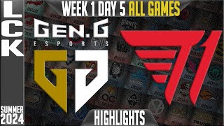 GEN vs T1 Highlights ALL GAMES  LCK Summer 2024 W1D5  GenG vs T1 Week 1 Day 5 [upl. by Kirby]