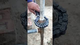 Best homemade pipe wrench from old bike chain and sprocket tools diy shorts [upl. by Ivette]