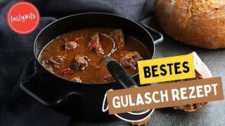 Rindergulasch zart geschmort  so gelingt das leckere Gulasch Rezept [upl. by Sedecrem]