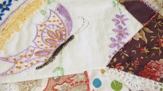 How to Add Vintage Embroidery Pieces to a Crazy Quilt Square [upl. by Nyleahcim983]