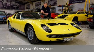 Black Forest Lamborghini Miura S Renaissance A Masterpiece in Motion  Tyrrells Classic Workshop [upl. by Enitsyrhc]