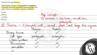 101 Read the following characters Binary fission Cell type Chemosynthesis Decomposers Unice [upl. by Eimmak]