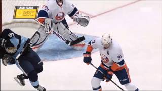 Sidney Crosby gets a puck in the face vs Islanders  NHL 30313 [upl. by Quirita180]