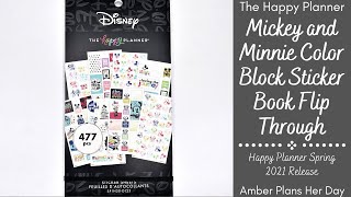 Mickey and Minnie Color Block Sticker Book Flip Through  Happy Planner Spring 2021 Release [upl. by Kirchner525]