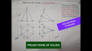 Projection of Solids  Hexagonal Pyramid  Easy Shortcuts  Engineering Graphics  EG  Telugu [upl. by Suidualc31]