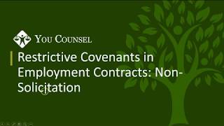 Restrictive Covenants in Employment Contracts NonSolicitation [upl. by Wordoow776]