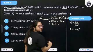 Molar conductivity of \0025 mol L 1\ methanoic acid is 461 \Scm 2 mol 1\ the diss [upl. by Ano]