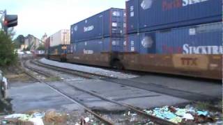 CSX northbound intermodal train Q128 with a pair of SD70ACes at Elizabeth in MariettaGA [upl. by Auqinahc]