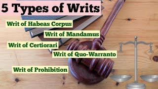 5 types of writs  what is Habeas Corpus Mandamus Prohibition Quo Warranto Certiorari in Urdu [upl. by Oakley4]