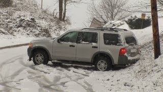 HD Cars Slide Down Icy Hill  Charleston WV [upl. by Quartis]