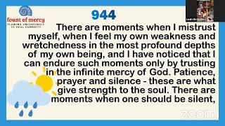 Faustina Daily Diary 944 Patience Prayer and Silence [upl. by Kirwin]