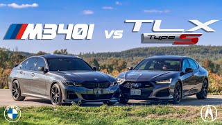 2023 Acura TLX Type S vs BMW M340i 3 Series  Battle of the FourDoor Sports Sedan [upl. by Ayifa]