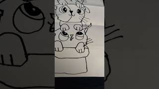 UNCOLORED Cute kitten stocking stack cute art drawing folding foldingsurprise [upl. by Valeta322]