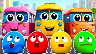 🔵 The Wheels On The Bus 🔴 Colorful Bus 🟡  Five Little Bus  Nursery Rhymes and Kids For Cartoon [upl. by Amimej279]