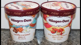 HäagenDazs Ice Cream Vanilla Caramel Pecan amp New York Strawberry Cheesecake Review [upl. by Elleyoj221]