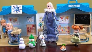 Princess Story Frozen Anna and Elsa School Day Story with Disney Frozen Toys and My Life As School [upl. by Ennoira]