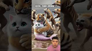 Kucing teman harimau animals tiger cat cartoon funny catvideos ai aicat cats [upl. by Ligetti]