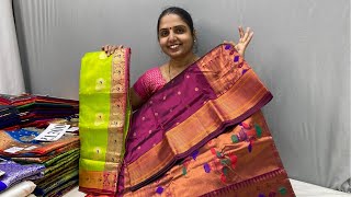 Peshawai paithani and soft silk saree new collection  Kasturi paithani live [upl. by Waylan]