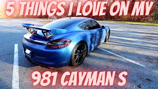 5 Things I Love On My 981 Porsche Cayman S [upl. by Ahsinhoj]