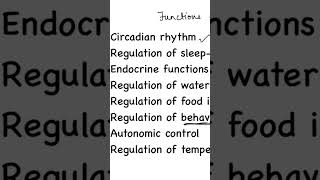 Functions of hypothalamus physiology mbbs 1st year [upl. by Ellerehs474]